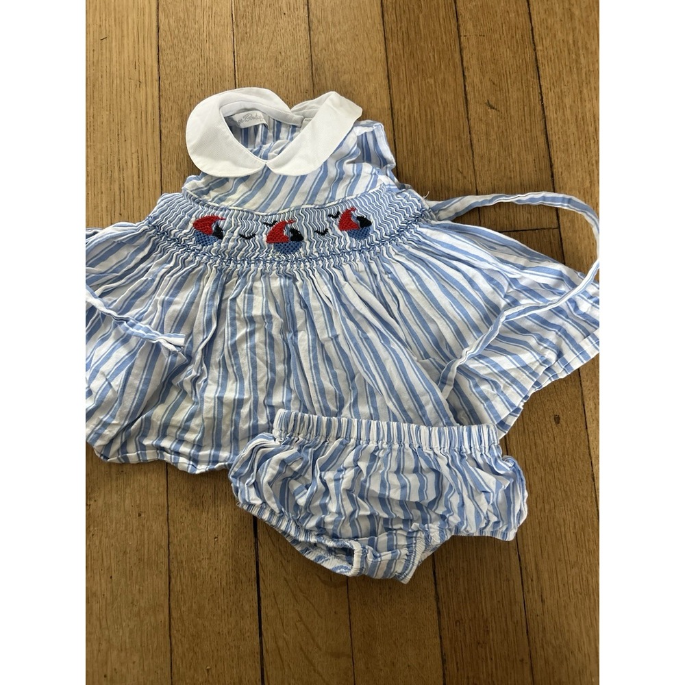 Carriage Boutique Summer Dress 3 Months Red White Blue Nautical Sailboat Striped